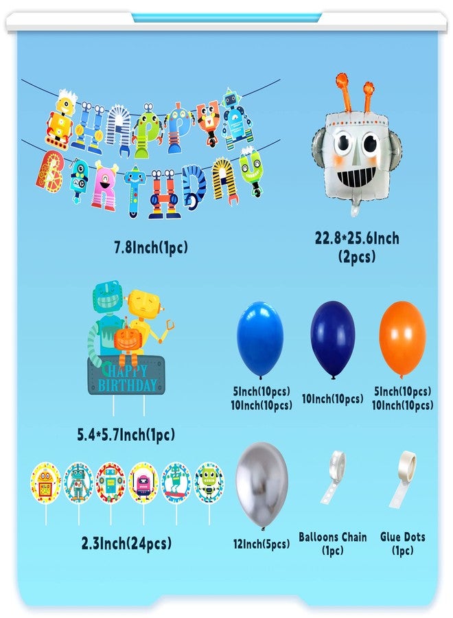 Roaring Good Time 83 PCS Robot Birthday Party Decoration Robot Birthday Party Supplies Favors Cake Cupcake Decoration Robot Party Decorations for Baby Shower Party Supplies - Image 2